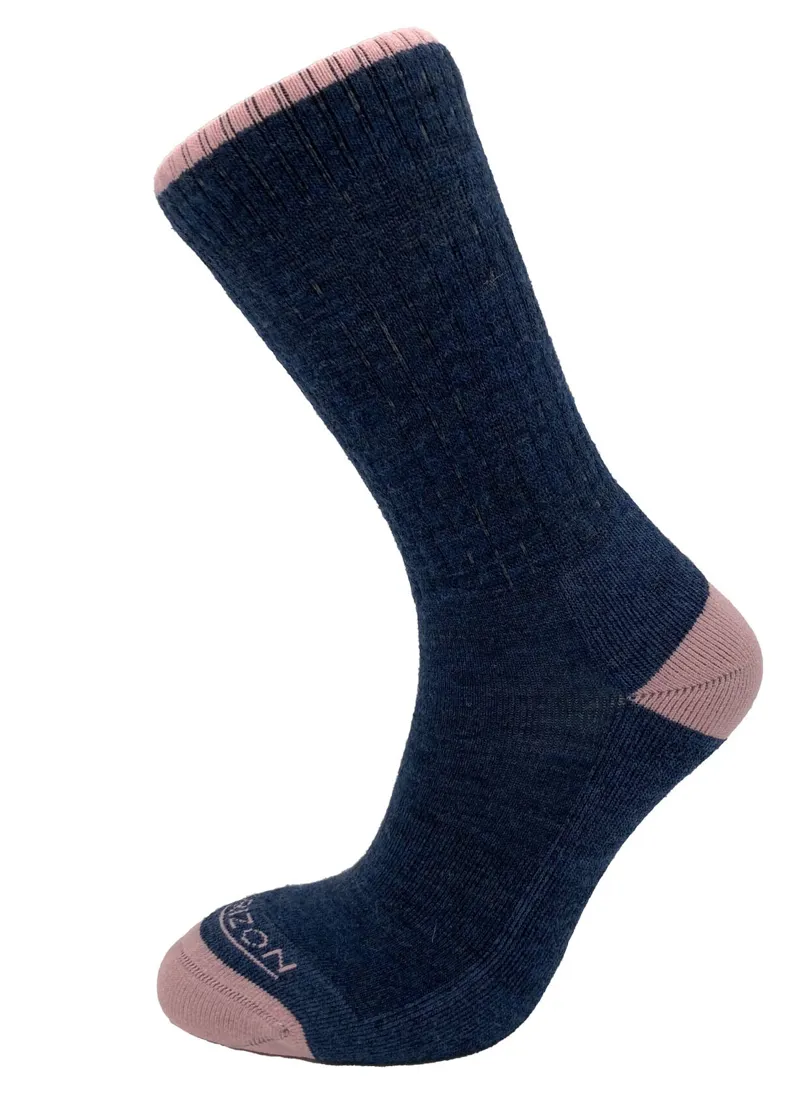 Horizon Micro Crew Women's Socks Blue Marl / Pink Trim