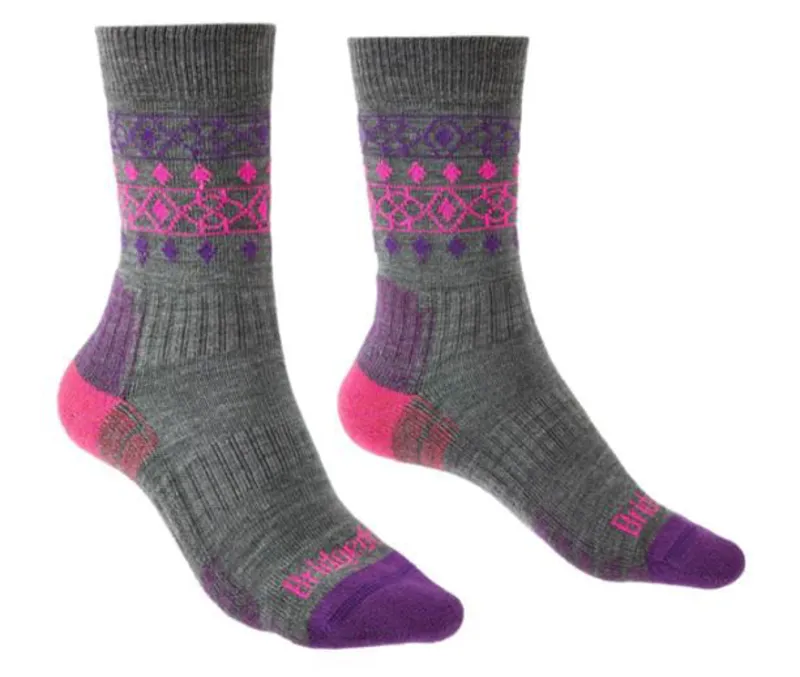 Bridgedale Hike LW Endurance Boot Women's Socks Pattern Grey / Pink